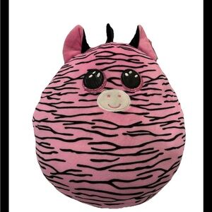 TY Beanie Boo Pink Zebra Plush • Medium Size • Rare Stripes • Has TY tag